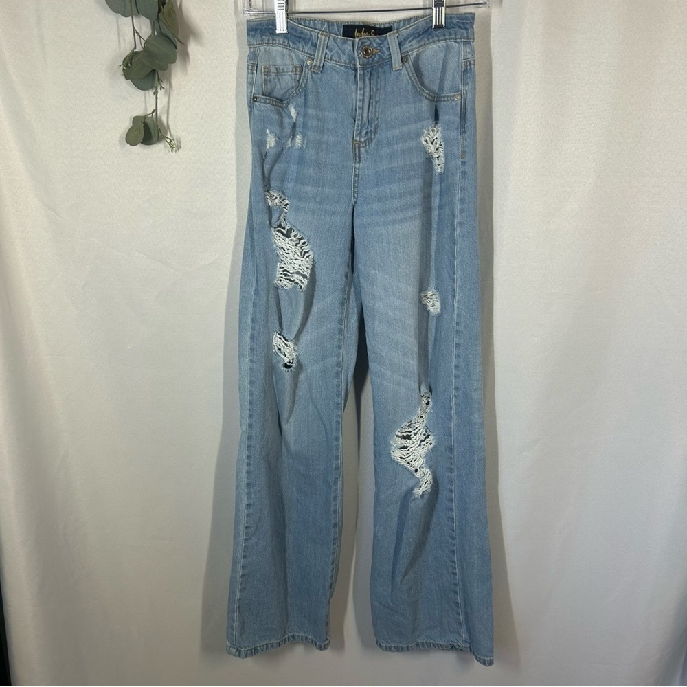 Indigo Rein | High Rise Straight Leg Distressed Jeans Juniors Size 3/25